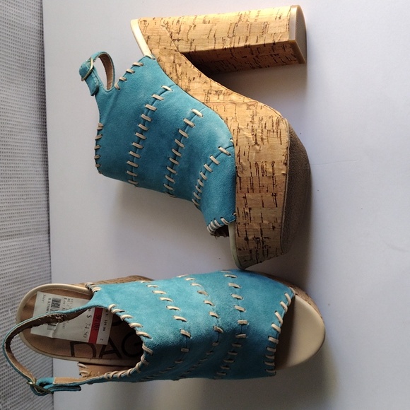 Kelsi Dagger turquoise suede platform high heels sandals 7.5 - Picture 8 of 15
